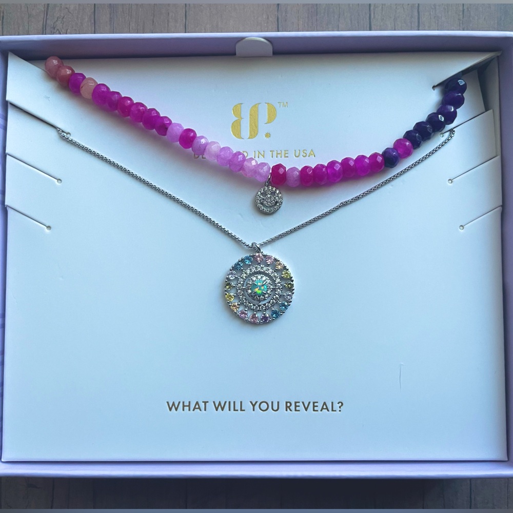Bomb Party 2024 Luxe Layers Spring Delicates “Happiness is Contagious” Necklaces